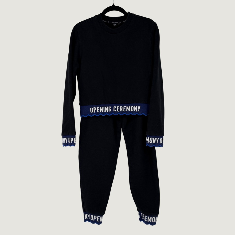 Opening‎ Ceremony Black Scalloped Logo Sweatshirt and Jogger Set Womens XS